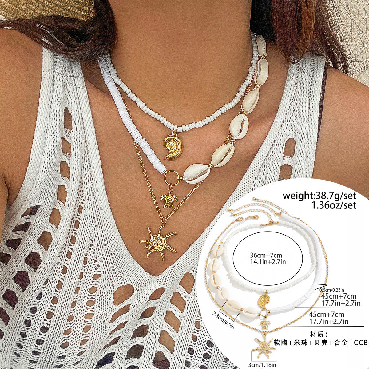 starfish necklace shell rice bead gravel necklace