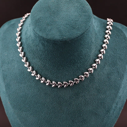Simple wheat ear heart necklace