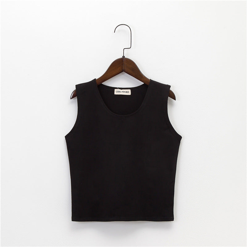 Bottoming sleeveless suspender sports midriff-baring vest