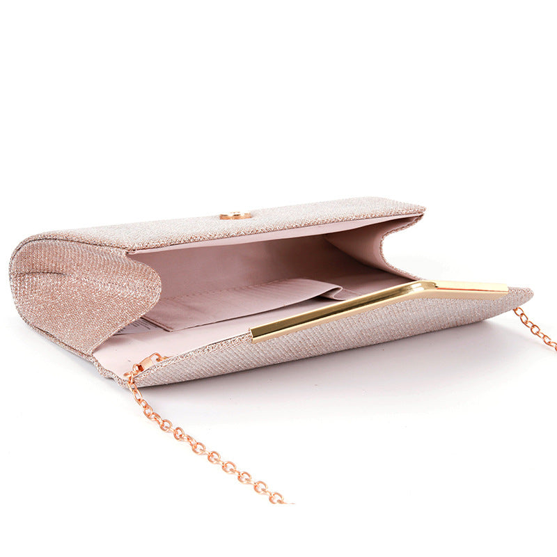 V-shaped metal strip flashing fashion evening bag