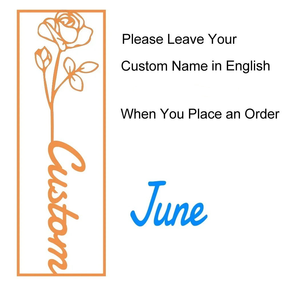 customized birthday flower name bookmark
