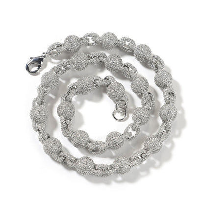 mens gold 5A Zirconia Ball chain necklace