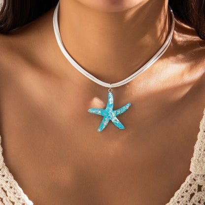 starfish necklace resin wax line necklace