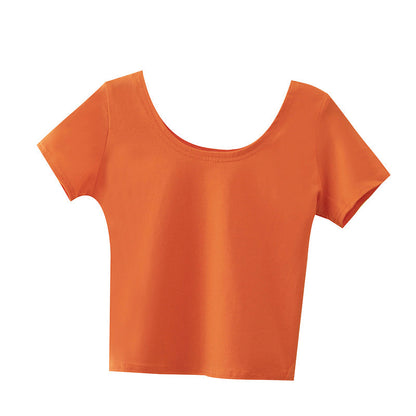 Tight navel-baring short-sleeved women&