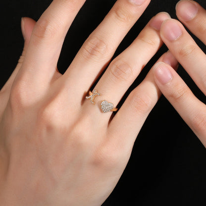 Hip-hop zircon-encrusted 26 English letters ring