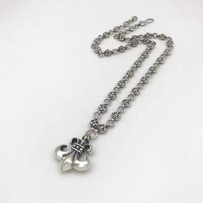 Retro personalized anchor scout flower pendant cross chain necklace