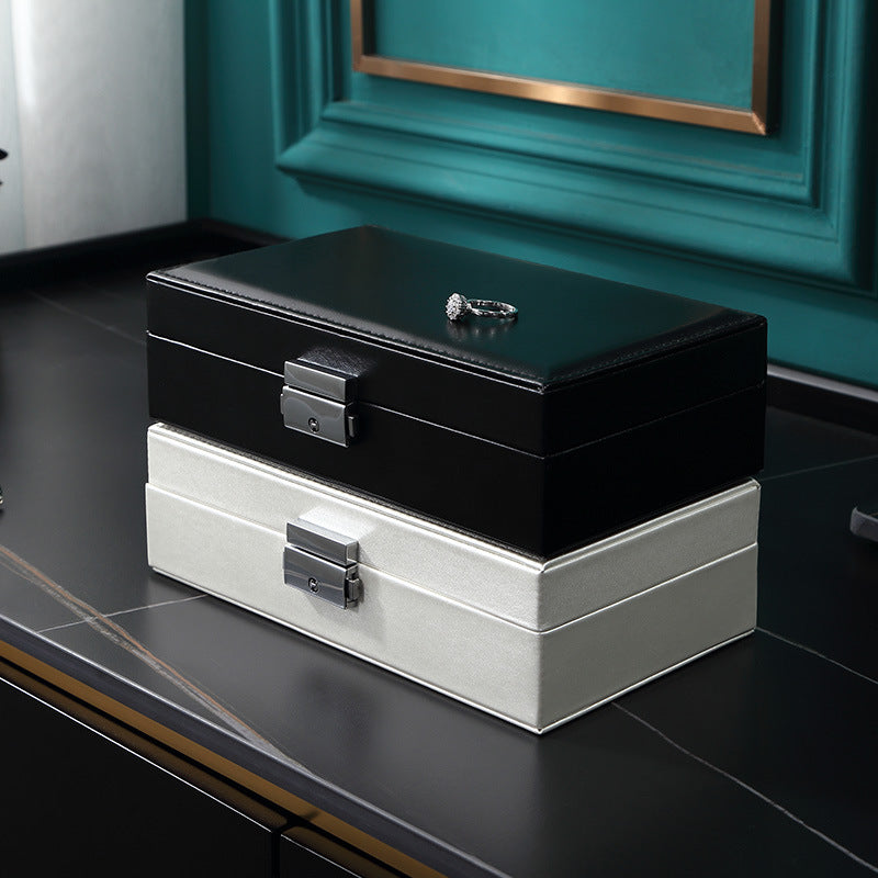 Storage rectangular lock jewelry storage box