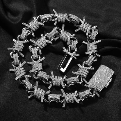 Wire chain diamond thorn necklace bracelet