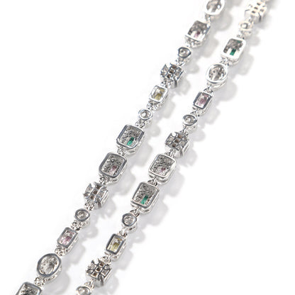 Hip-Hop Diamond-Encrusted 6mm Colored Gemstone Bracelet