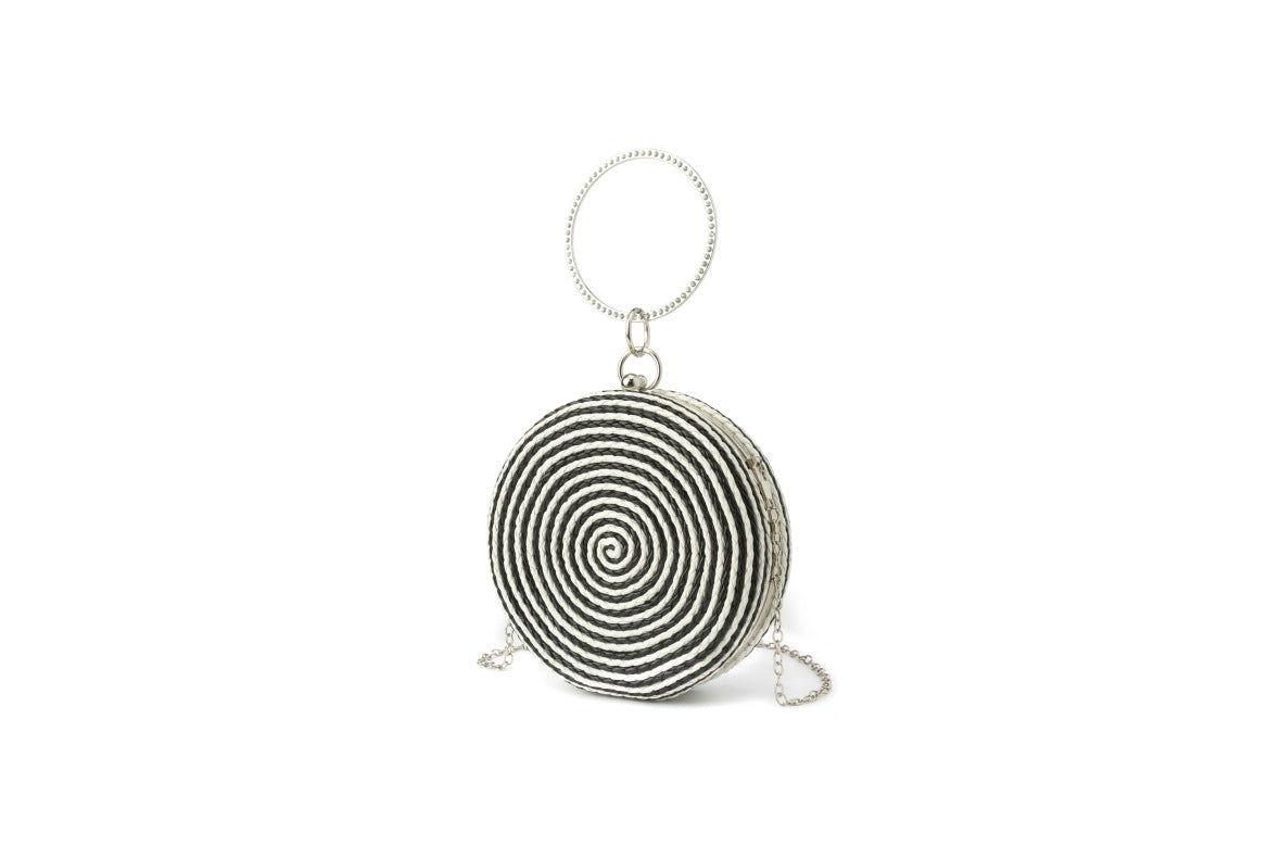 Round pure hand-woven crossbody clutch bag