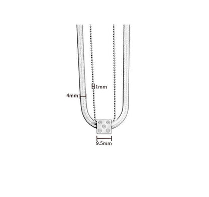Silver Dice Double Chain Necklace