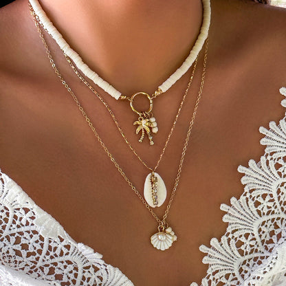 starfish necklace shell conch tassel multi-layer necklace