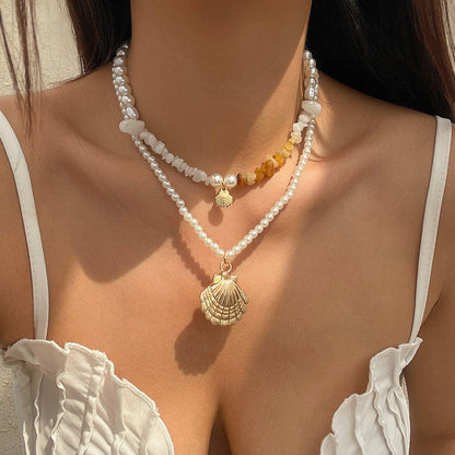 starfish necklace shell conch tassel multi-layer necklace