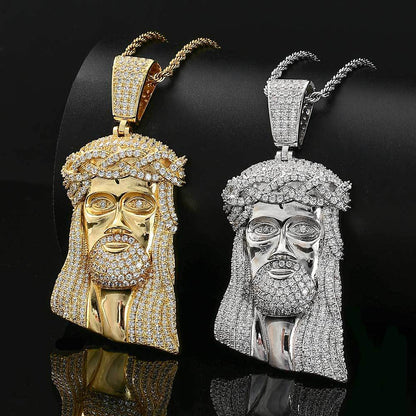 Micro Paved Zircon Jesus Head Hip Hop Men&