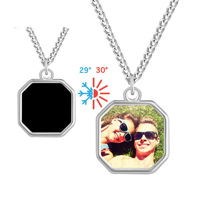 Personalized photo heating color changing necklace