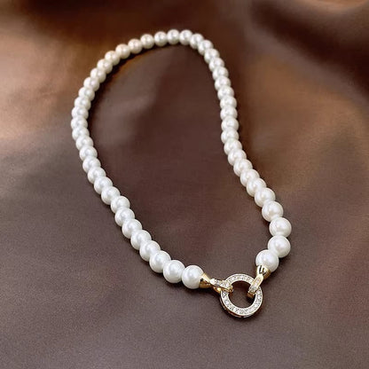 day collar large pearl inlaid zircon necklace