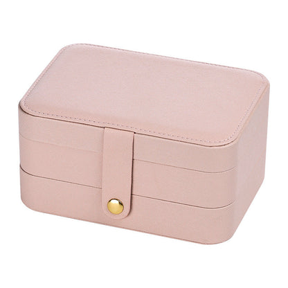Portable household double-layer storage box with mirror