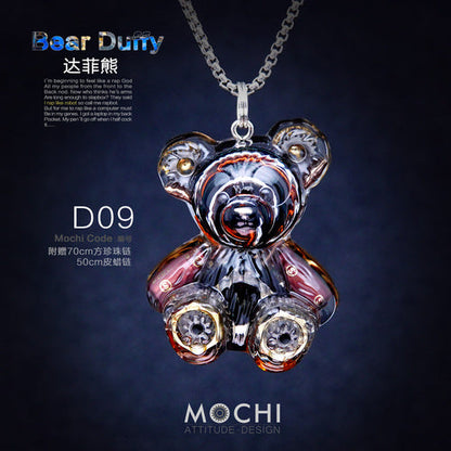 Creative Cyberpunk Duffy Bear Couple Necklace Sweatshirt Pendant