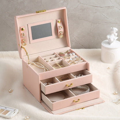 PU leather dustproof large capacity drawer jewelry box