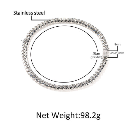 Hip-hop zircon stainless steel zircon necklace