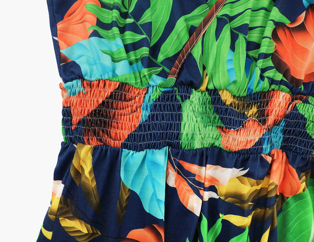 Hawaiian Beach Dress Summer Print Long Skirt Women&