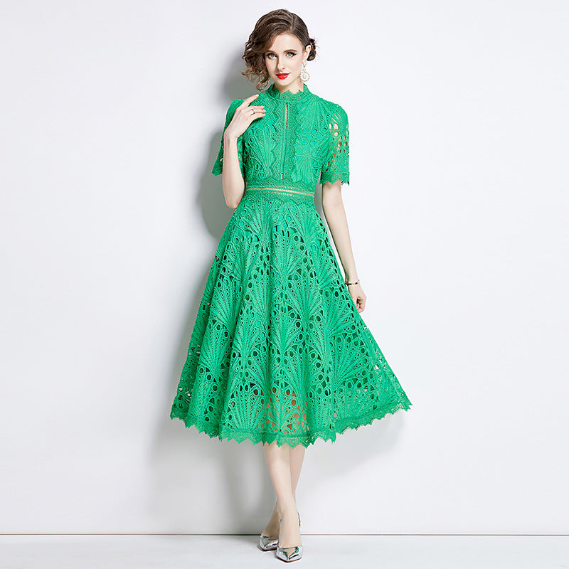 French lace round neck dress