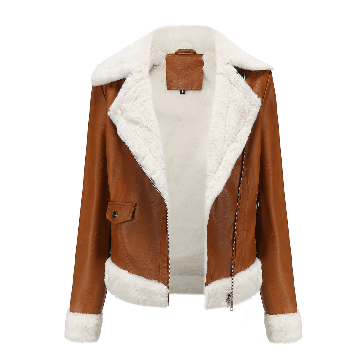 Autumn and winter fleece leather women&