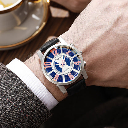 Large-dial, hollow-out blue-light men&