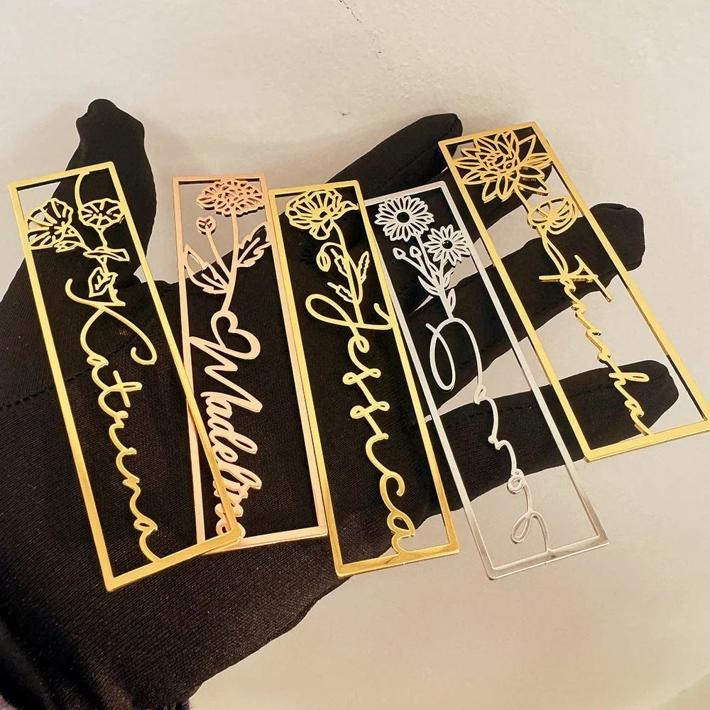 customized birthday flower name bookmark