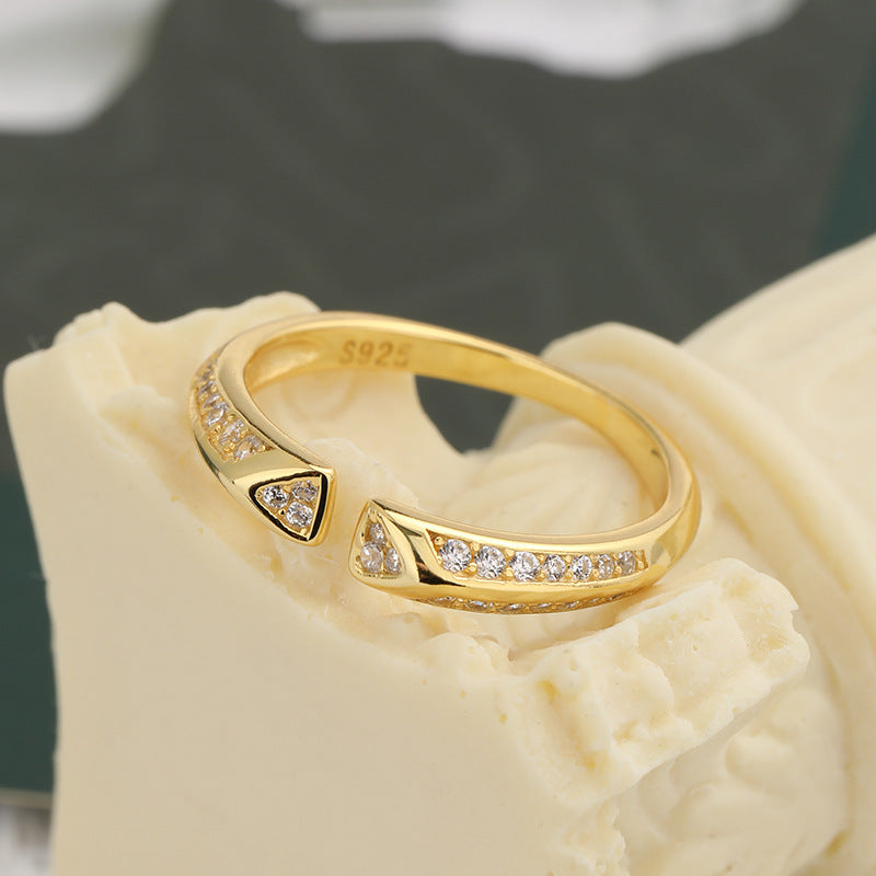 S925 Sterling Silver Zircon Open Ring