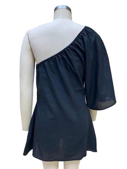 2023 Loose Slim Slanted Shoulder Short Dress