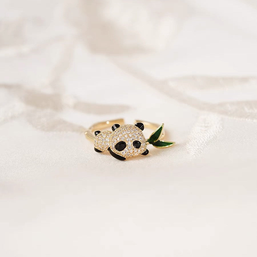Cute panda bamboo ring girlfriends gift