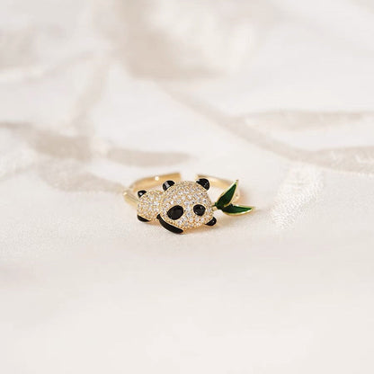 Cute panda bamboo ring girlfriends gift