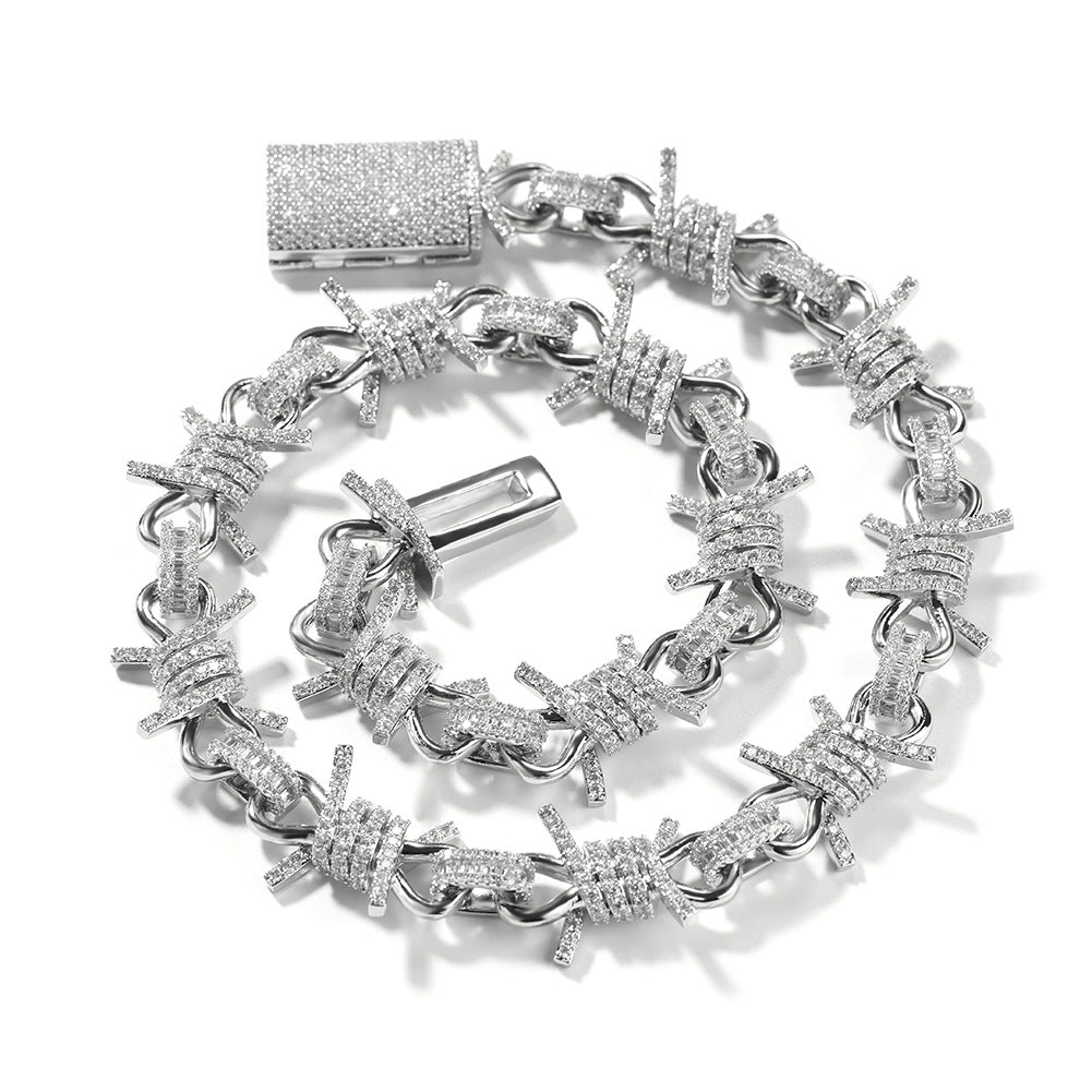 Wire chain diamond thorn necklace bracelet