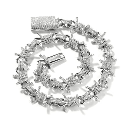 Wire chain diamond thorn necklace bracelet