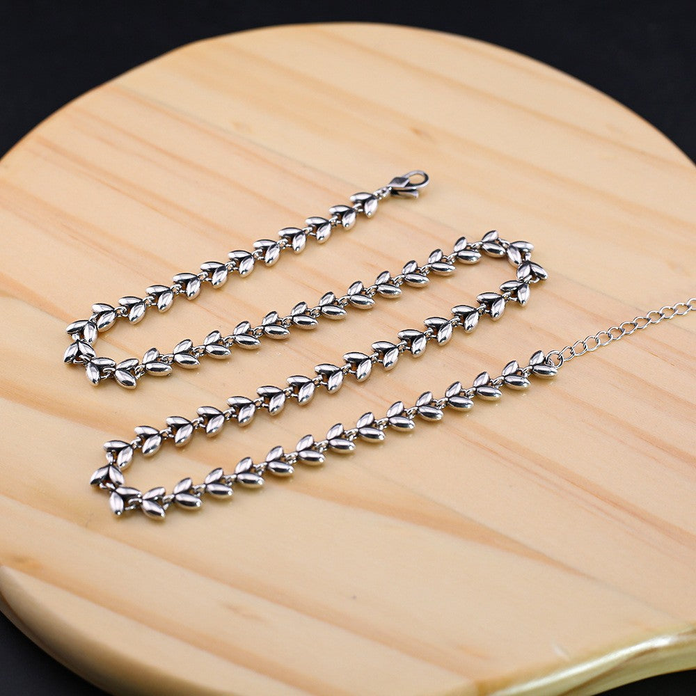 Simple wheat ear heart necklace