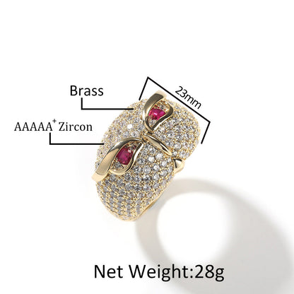 Hip-hop creative owl zircon-encrusted ring