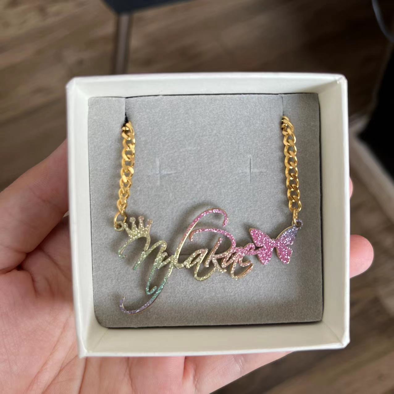 Custom Color Sticker Name Necklace Pendant
