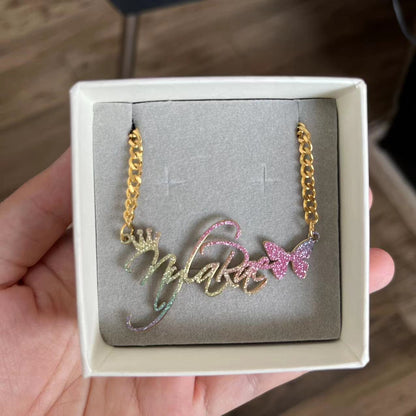 Custom Color Sticker Name Necklace Pendant