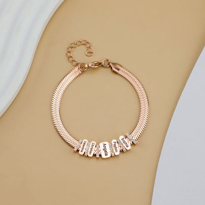 Flat snake bone chain diamond engraving bracelet