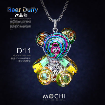 Creative Cyberpunk Duffy Bear Couple Necklace Sweatshirt Pendant