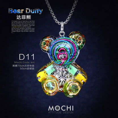 Creative Cyberpunk Duffy Bear Couple Necklace Sweatshirt Pendant