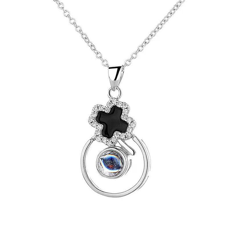S925 Silver Epoxy Necklace Female Projection Pendant