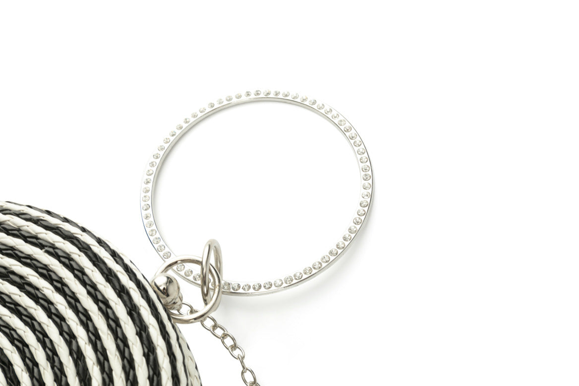 Round pure hand-woven crossbody clutch bag