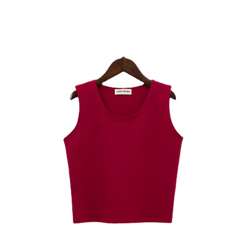 Bottoming sleeveless suspender sports midriff-baring vest