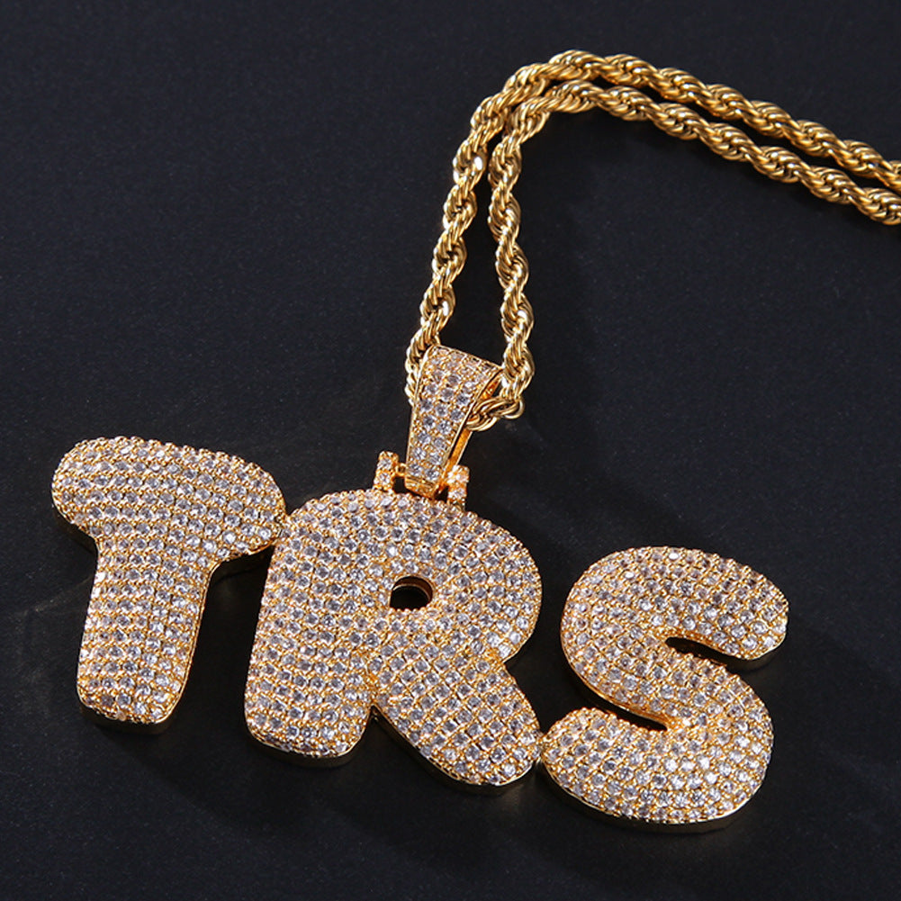 Hip-Hop Zircon English 26 Letters Micropaved Pendant