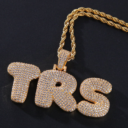 Hip-Hop Zircon English 26 Letters Micropaved Pendant