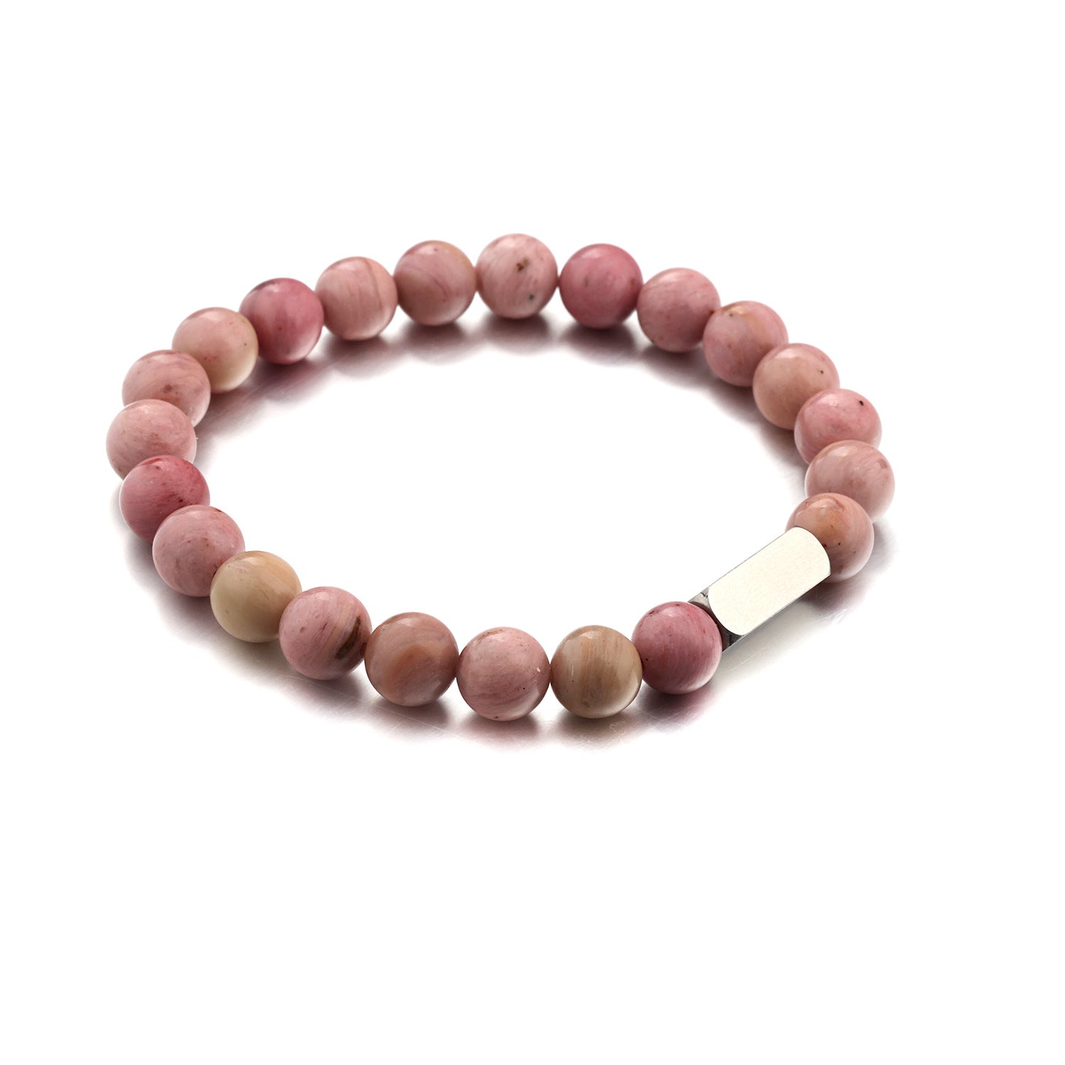 Stainless steel engraved beaded bracelet