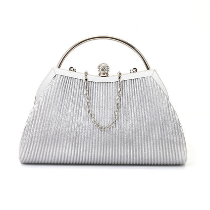folded metal diamond-studded handbag wedding clutch bag