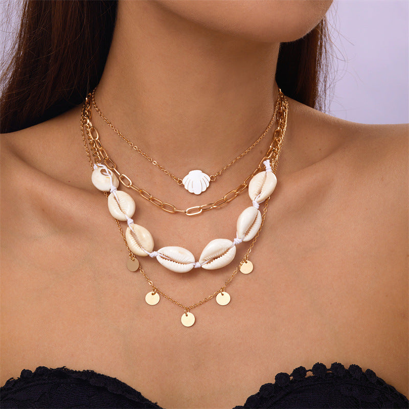 starfish necklace pearl multi-layer stacking necklace